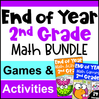 Preview of 2nd Grade BUNDLE: End of Year Math Activities with Games & Worksheets