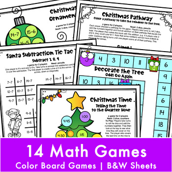 2nd Grade BUNDLE: Fun Christmas Math Activities with Games and Worksheets