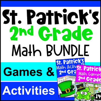 Preview of 2nd Grade BUNDLE: Fun St. Patrick's Day Math Activities with Games & Worksheets