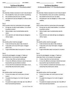 2nd Grade Benchmark Advance Florida Edition Unit 5 Week 1 Text Based ...