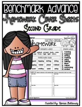 Preview of 2nd Grade Benchmark Advance Homework Cover Sheets Melonheadz Edition