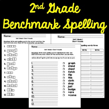 Preview of 2nd Grade Benchmark Workshop Spelling and Vocabulary Activities