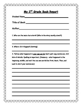 Preview of 2nd Grade Book Report Form
