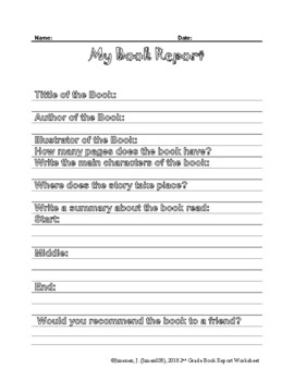 book report for second grade