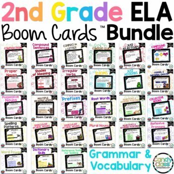 Preview of 2nd Grade Boom Card Games Digital ELA Grammar & Vocabulary Practice Activities