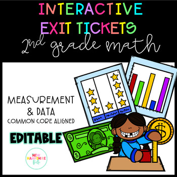 Preview of 2nd Grade CC INTERACTIVE Exit Tickets: Measurement and Data EDITABLE