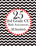 25 Math Assessments 2nd Grade Test Prep CCSS- All Standards