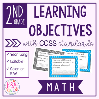 Preview of 2nd Grade "I Can" Statements and Standards | CCSS Math | Distance Learning