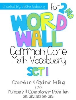 Preview of 2nd Grade CCSS Math Word Wall: Set 1