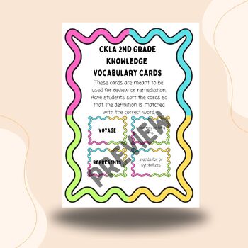 Preview of 2nd Grade CKLA Domain 12: Fighting for a Cause Vocabulary Cards
