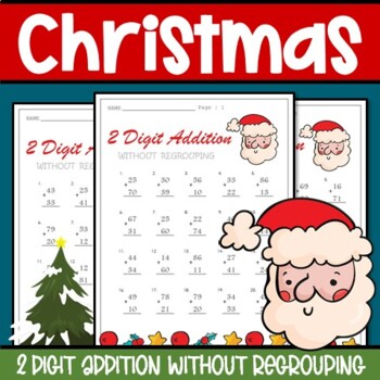 Preview of 2nd Grade Christmas Math, 2 Digit Addition Without Regrouping Distance Learning