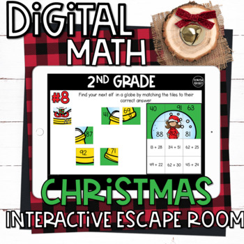 Preview of 2nd Grade Christmas Math Digital Escape Room Breakout | Distance Learning