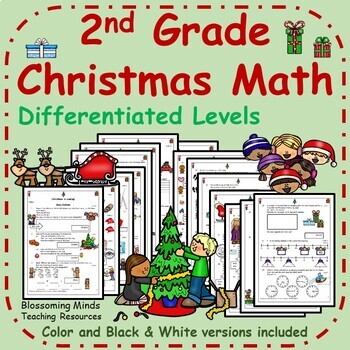 Preview of 2nd Grade Christmas Math - differentiated levels