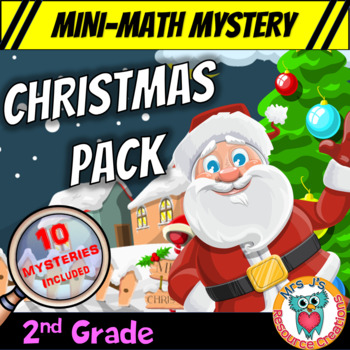 Preview of 2nd Grade Christmas Mini Math Mysteries - Printable & Digital Activities