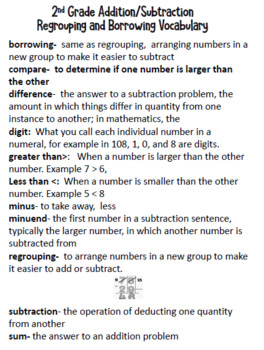 2nd grade addition subtraction regrouping borrowing math enrichment