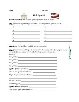 Preview of 2nd Grade Common Core American US Symbols Research Report