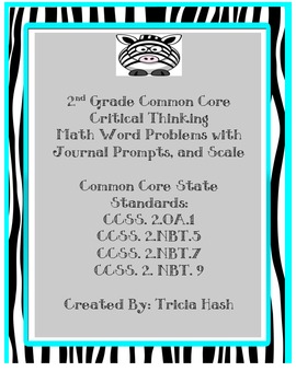 Preview of 2nd Grade Common Core Critical Thinking Math Word Problems & Rubric