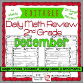 Math Morning Work 2nd Grade December Editable, Spiral Revi