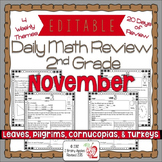 Math Morning Work 2nd Grade November Editable, Spiral Revi