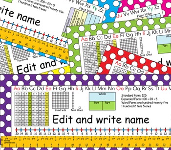 Preview of 2nd Grade Common Core Desk Plates: Dots: Editable