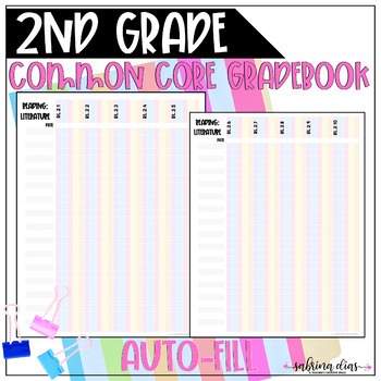 Preview of 2nd Grade Common Core Gradebook, Standards Based Gradebook