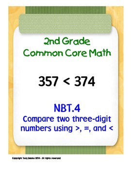 Preview of 2nd Grade Common Core Math 2 NBT.4 Compare Two Three-Digit Numbers 2.NBT.4 PDF