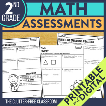 Preview of Math Assessments for 2nd Grade | Progress Monitoring for the Whole School Year