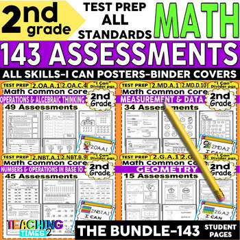Preview of 2nd Grade Common Core Math Assessments (143 STUDENT PAGES) **ALL STANDARDS**