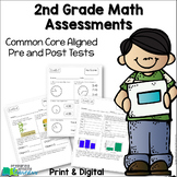 2nd Grade Math Assessments {Pre and Post Tests} Distance Learning