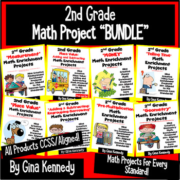 Preview of 2nd Grade Math Projects, Enrichment for the Entire Year! PDF or Digital Option!