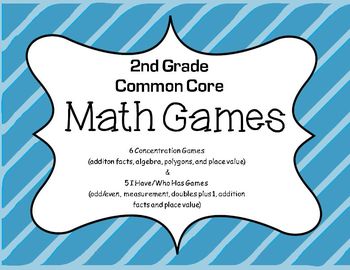 Preview of 2nd Grade Common Core Math Games, Place Value,Polygons,Fact Families,Odd & Even