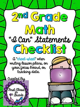 Preview of 2nd Grade Common Core Math "I Can" Checklist (Ink Saver)