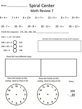 2nd Grade Common Core Math Spiral Review by Erin Arnold | TpT