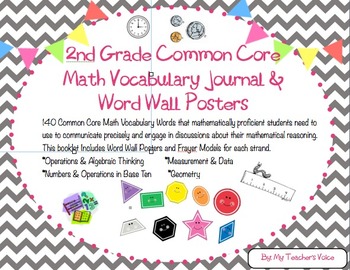 Preview of 2nd Grade Common Core Math Vocabulary Booklet Bundle