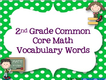 Preview of 2nd Grade Common Core Math Vocabulary Words