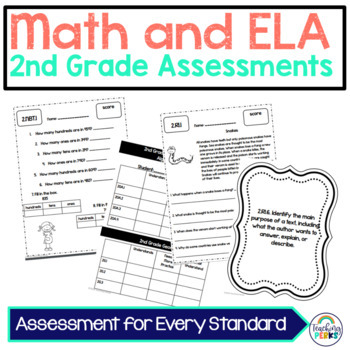 Preview of 2nd Grade Math Assessments - 2nd Grade Math Worksheets - Math Data Tracker
