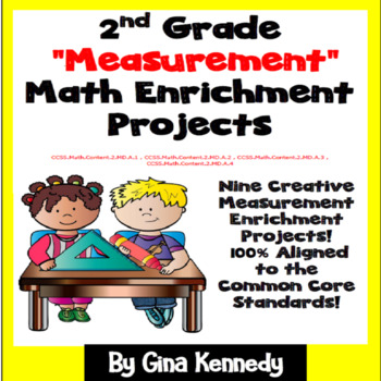 Preview of 2nd Grade Measurement Math Enrichment Projects + Vocabulary Handout