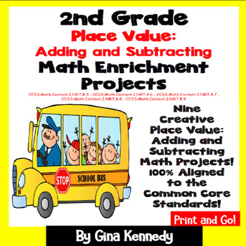 Preview of 2nd Grade Place Value: Addition & Subtraction  + Vocabulary Handout