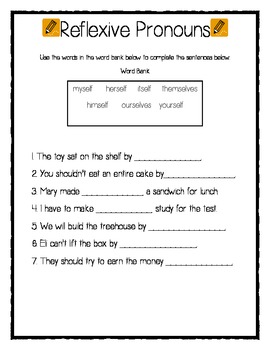 2nd grade common core reflexive pronouns by heather ramsey tpt