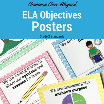 Preview of 2nd Grade Common Core Standards Posters: ELA Standards in Chevron