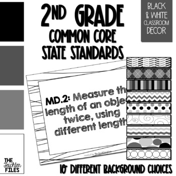 Preview of 2nd Grade Common Core State Standards (CCSS) Posters Black & White EDITABLE