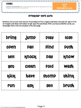 2nd grade common core verbs by alyssha swanson teaching and tapas