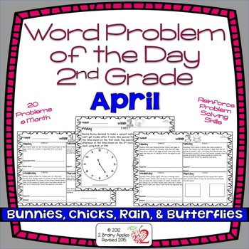 Preview of Word Problems 2nd Grade, April, Spiral Review, Distance Learning