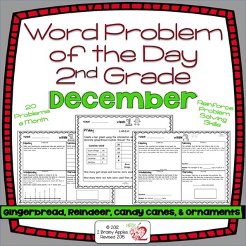 Preview of Word Problems Day 2nd Grade, December, Spiral Review, Distance Learning