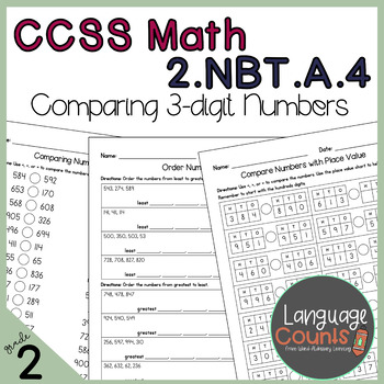 comparing three digit numbers worksheet teaching resources tpt