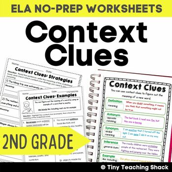 Preview of 2nd Grade Context Clues Worksheets and Context Clues Anchor Chart for Vocabulary