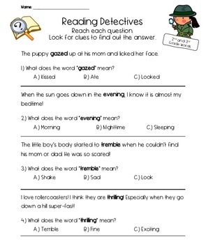 context clues worksheets for 2nd grade word discovery context clues