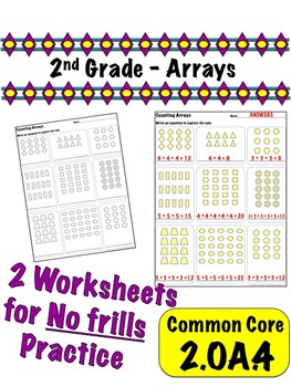 2nd grade counting arrays no frills practice common core 2oa4