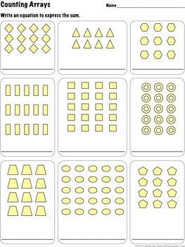 2nd Grade Counting Arrays No Frills Practice - Common Core 2.OA.4