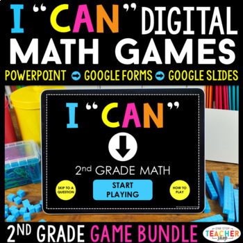 Preview of 2nd Grade DIGITAL Math Games BUNDLE - Math Centers, Practice & Review